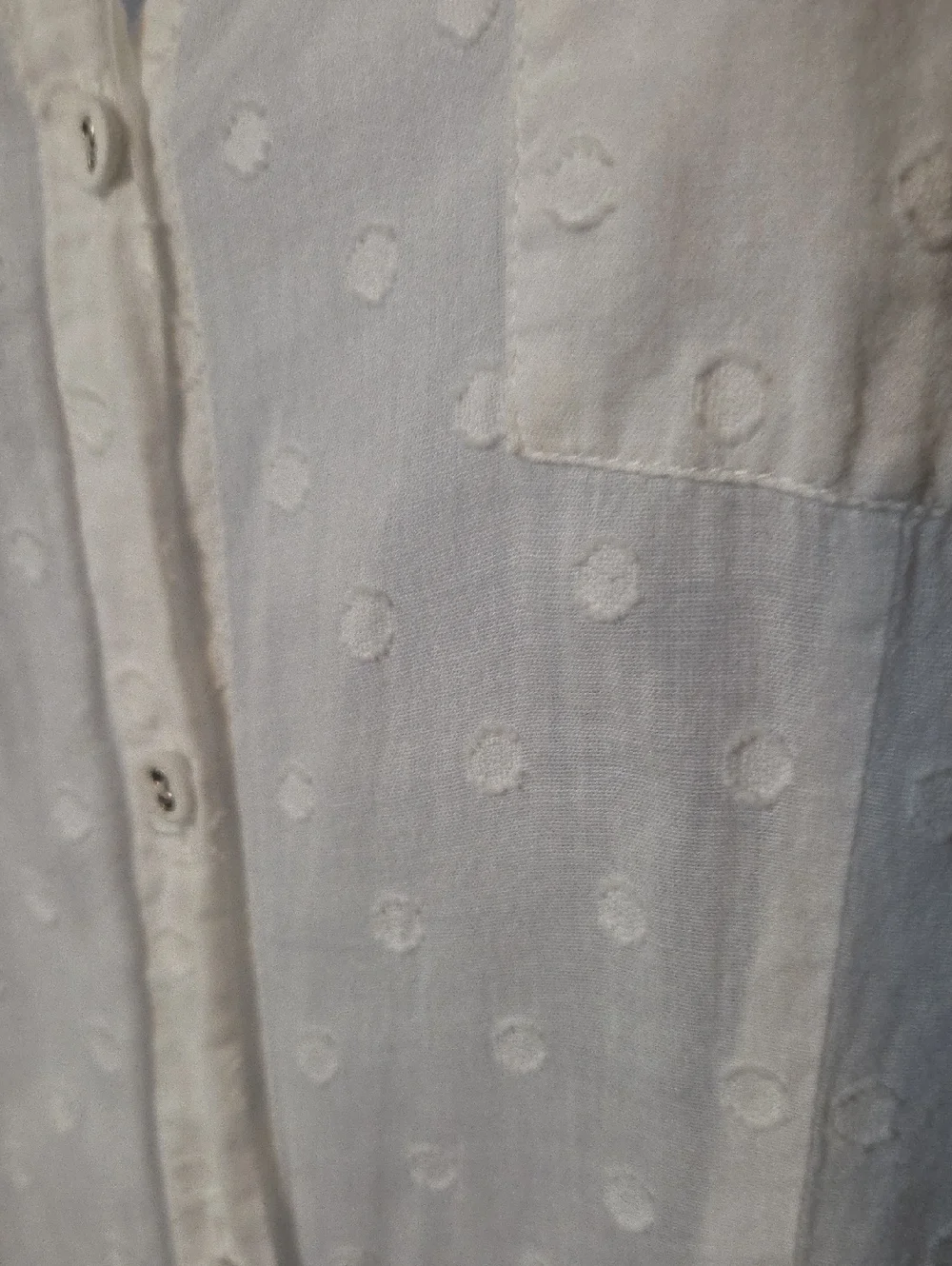 Alexandra Bartlett White Dot-Embossed Short Sleeve Button Up Top - Picture 6 of 7